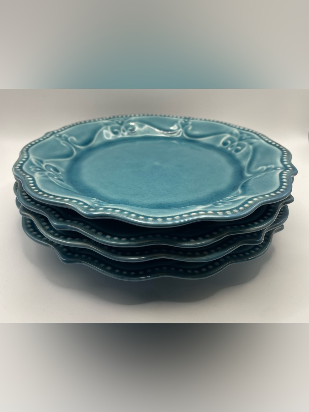 The Pioneer Woman Crackle Paige Denim Blue 4-pc Salad Plates Stoneware